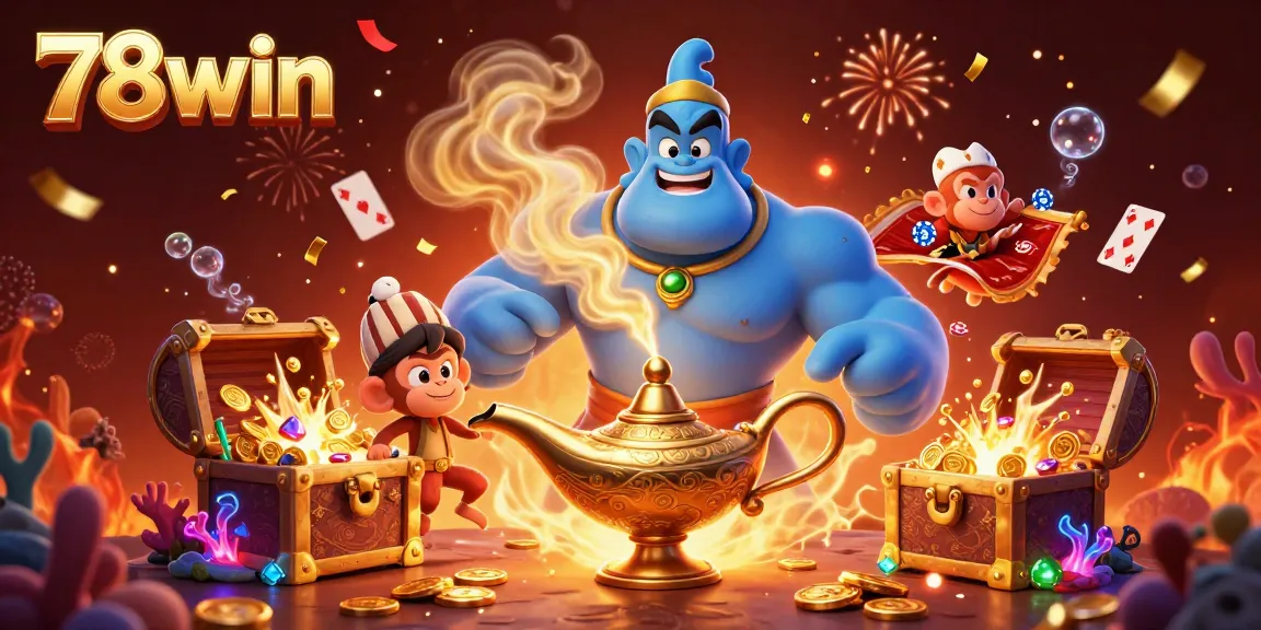Experience thrilling gameplay at 78win with a vibrant scene featuring magical elements and poker chips.