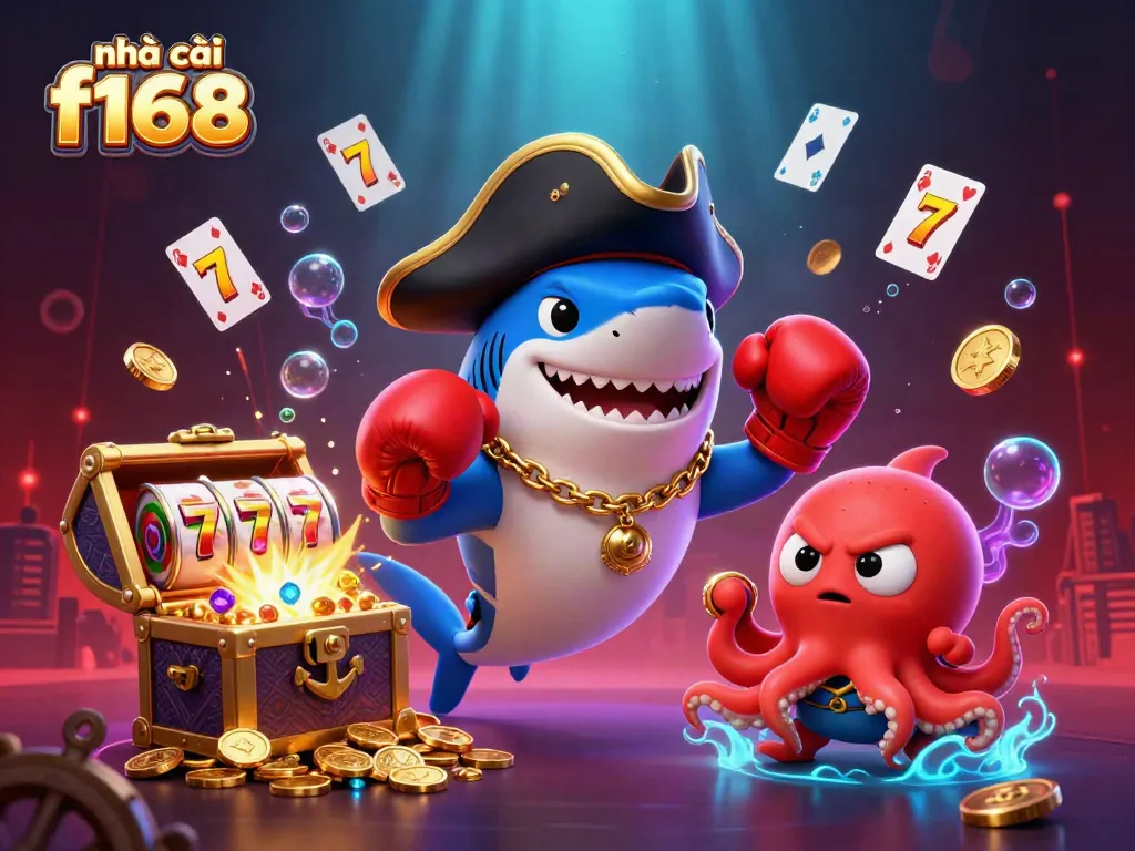 Play lucky slots with nhà cái f168 featuring animated sea characters and treasures.