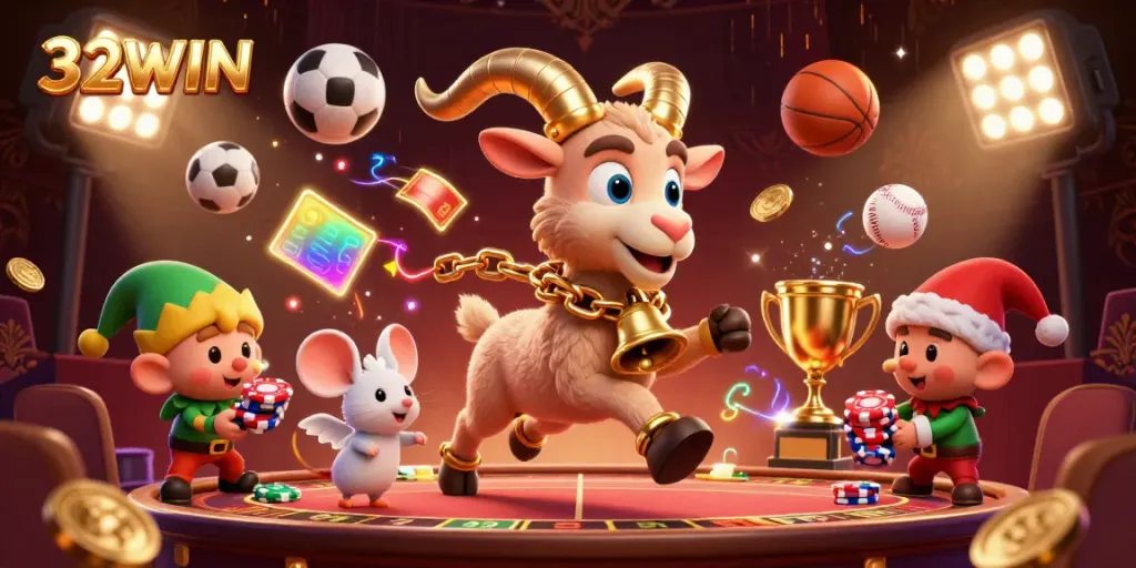Experience the thrill of 32WIN with cartoon characters in an exciting casino environment.