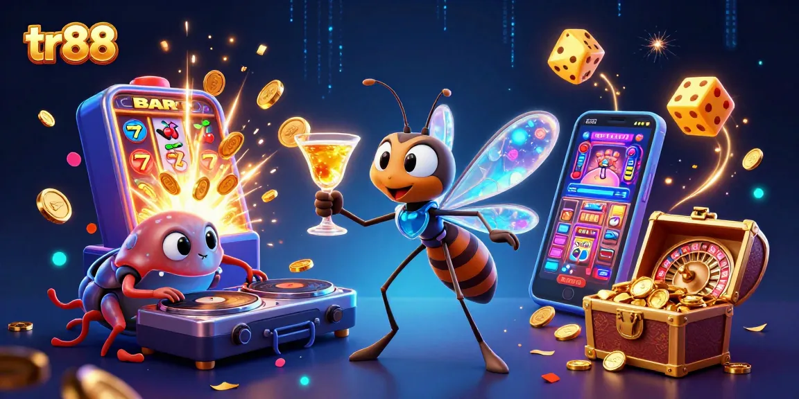 Experience the vibrant world of tr88 with animated characters, a golden roulette wheel, and exciting casino games.
