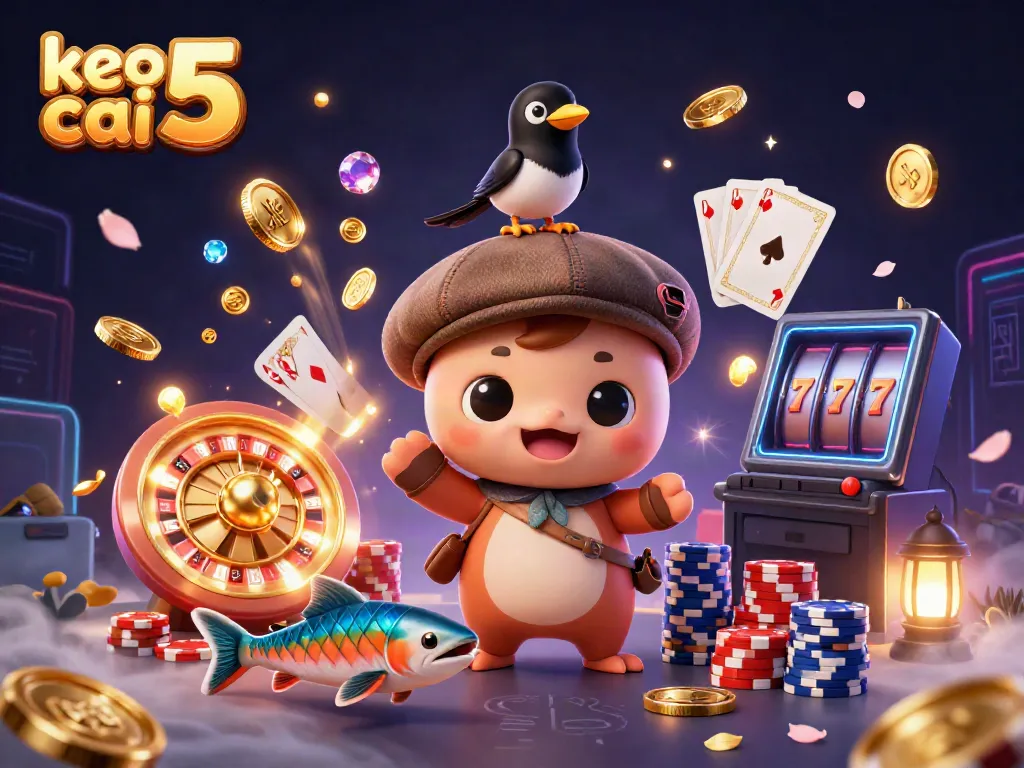 Engaging scene of keo nha cai 5 with cartoon characters in a vibrant casino setting showcasing betting elements.