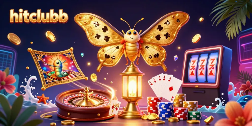 Engage in thrilling gameplay at hitclubb with vivid illustrations of casino elements and characters.