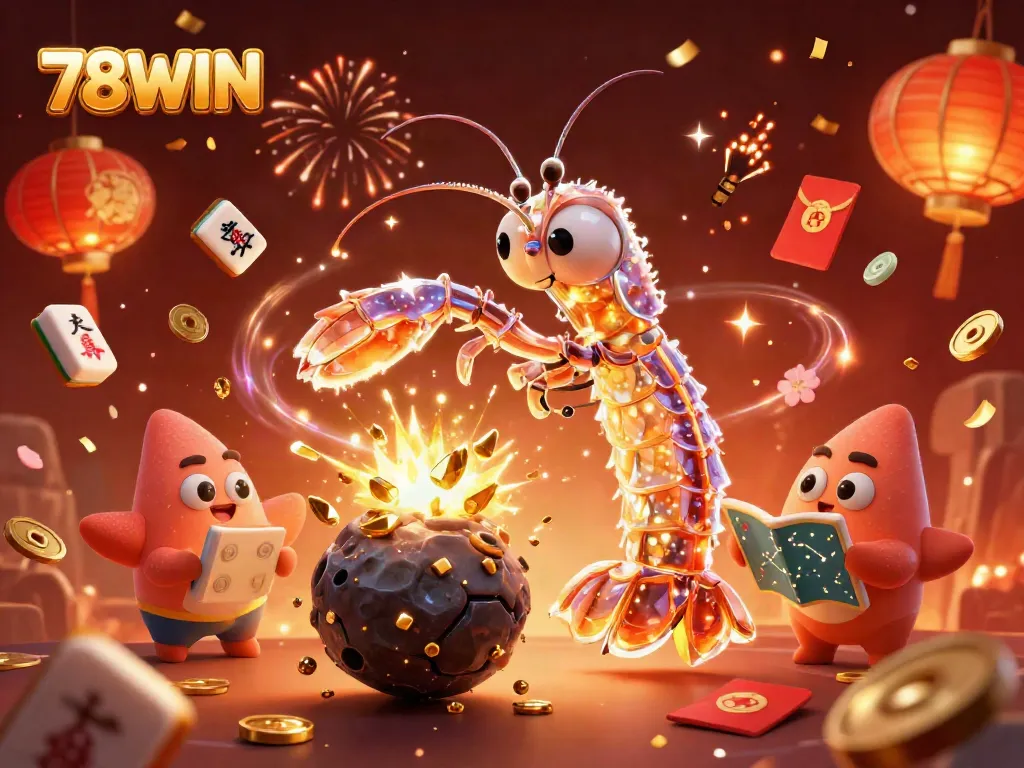 Engage in exciting gameplay at 78WIN with a vibrant 3D illustration showcasing thrilling casino elements.