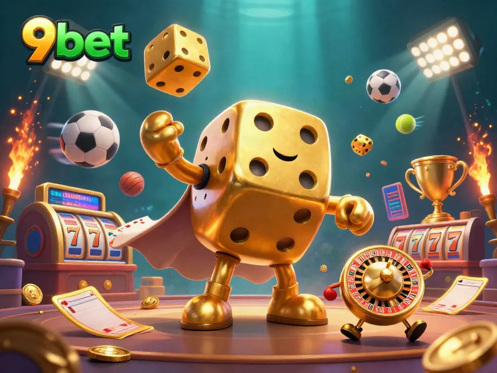 Unleash winning experiences at 9bet with a vibrant casino-themed scene filled with dynamic elements.