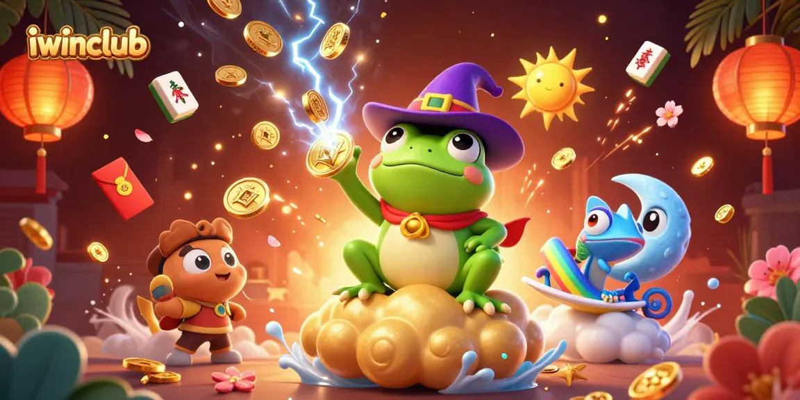 Experience the thrill of iwinclub with a vibrant 3D casino scene featuring magical elements.