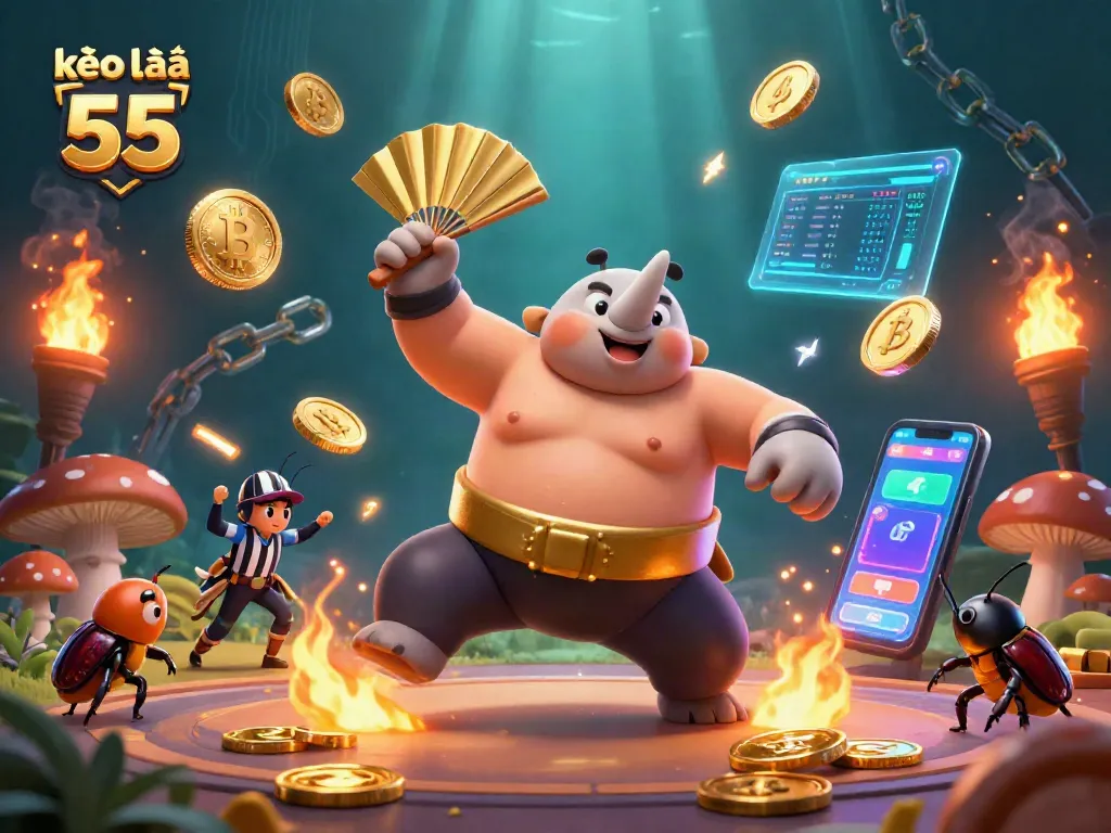 Engage with kèo nhà cái 55 betting strategies in this vibrant 3D casino scene.