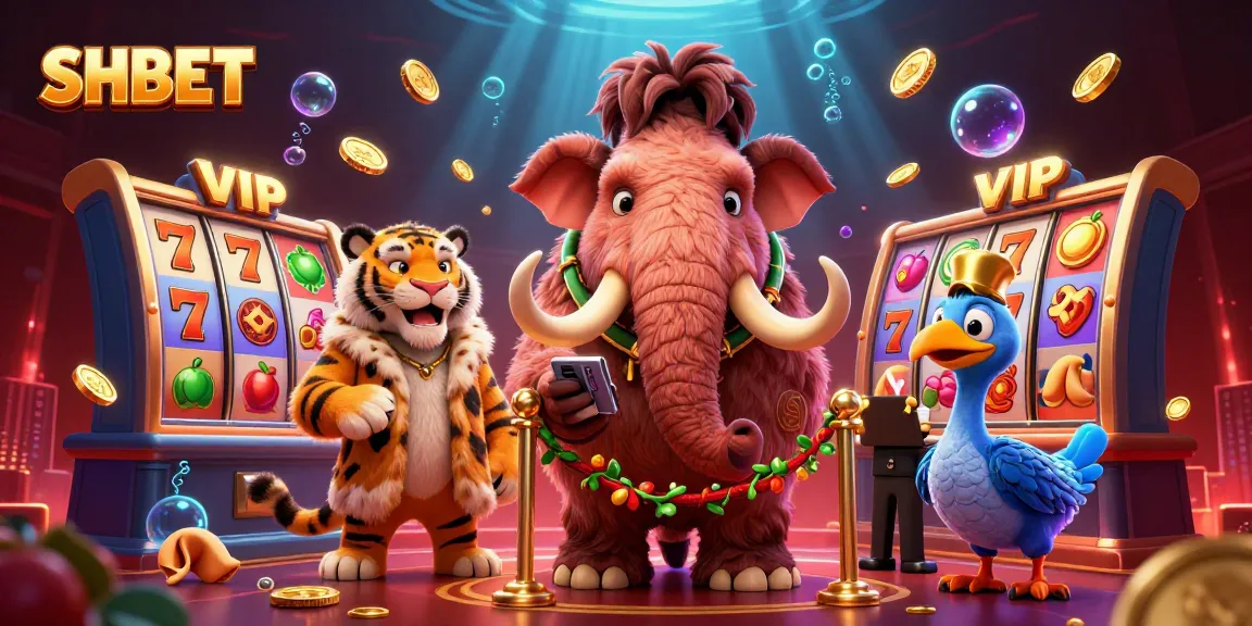 SHBET presents a dynamic casino scene with engaging characters checking IDs and vibrant slot reels spinning.