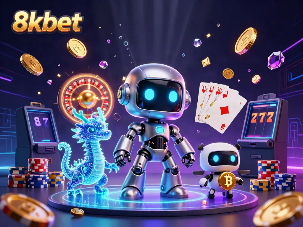 Experience the excitement of 8xbet, featuring a vibrant cyberpunk mascot and thrilling game elements.