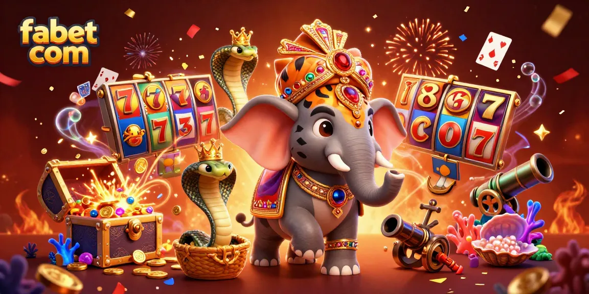Experience the thrilling world of fabet com with a colorful 3D casino adventure illustration.