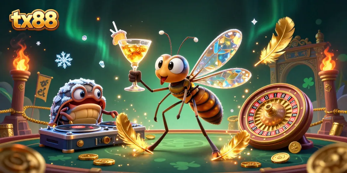 Spin luck with tx88 in a vibrant casino scene featuring 3D characters and an enchanting atmosphere.