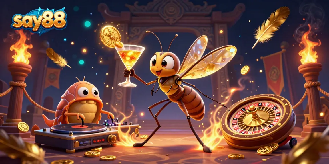 Engage with the exciting games at say88, where a mystical casino mascot welcomes players with golden cocktails.