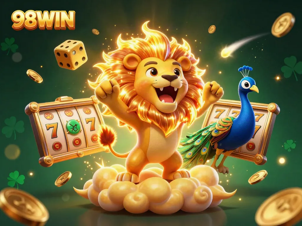 Experience thrilling wins with 98WIN's dynamic online casino illustrations featuring vibrant slot games and premium visuals.