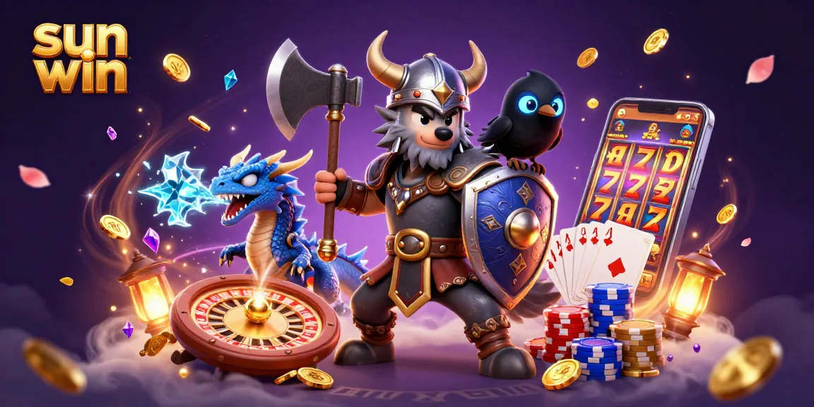 Spin to win at the sun win casino with vibrant dragons and glowing coins