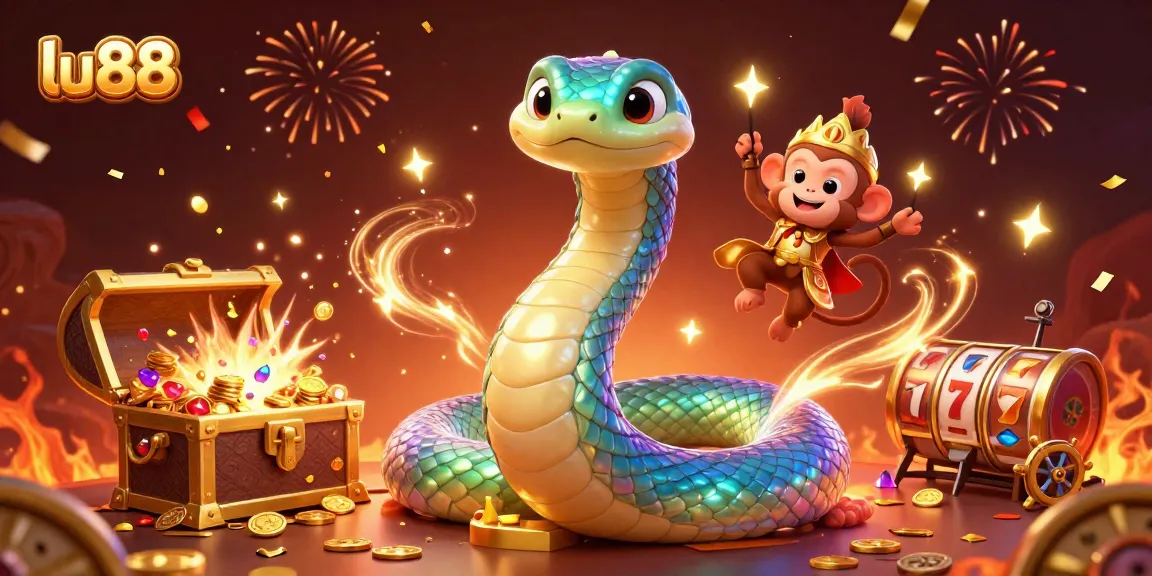 Experience thrilling wins with lu88 in this vibrant 3D illustration of a casino adventure.