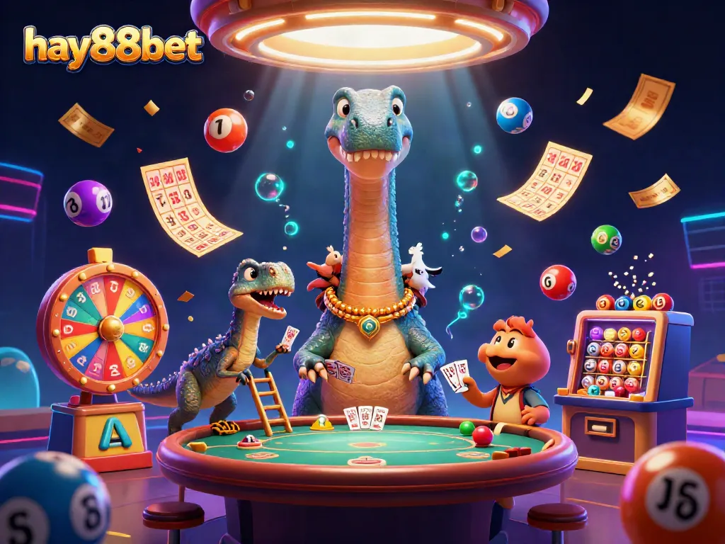 Experience thrilling moments at hay88bet with an ultra-detailed 3D rendering of a dynamic casino scene.
