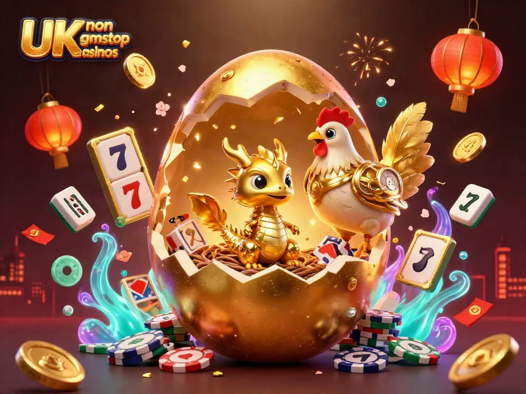 Engaging 3D illustration showcasing UK non gamstop casinos with vibrant gaming themes and characters.