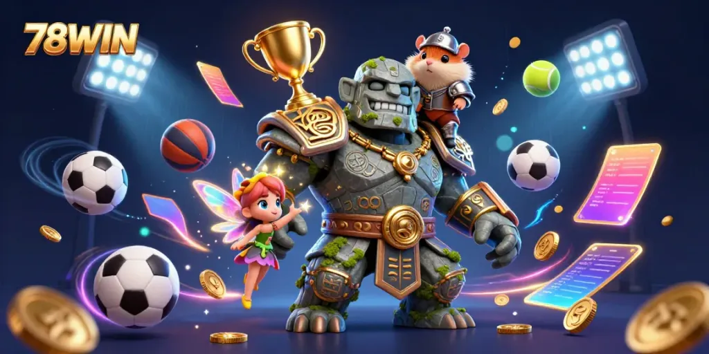 Experience vibrant gaming visuals with 78WIN, showcasing dynamic characters and engaging elements.