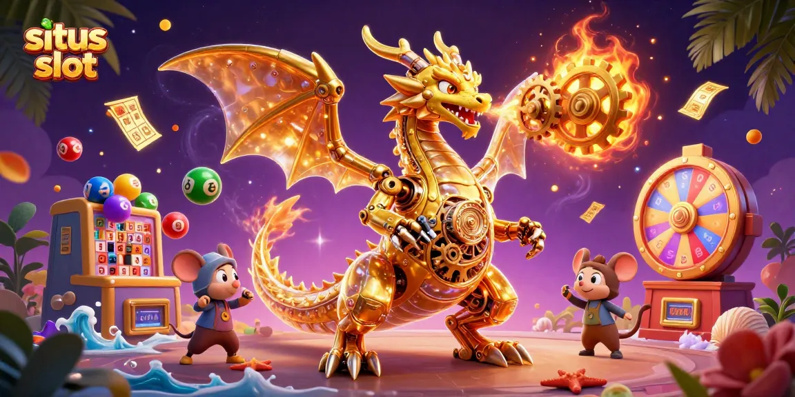 Gambarkan situs slot dengan permainan mesin buah dan elemen nge-jackpot berwarna-warni.