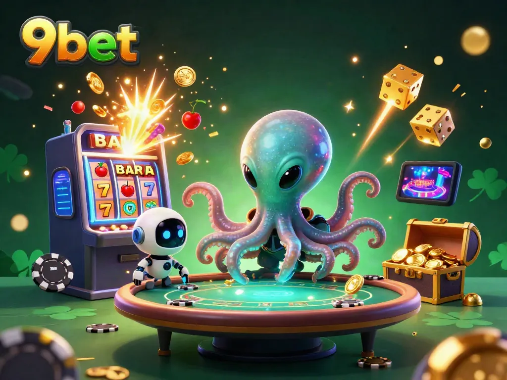 Experience thrilling gaming action with 9bet's vibrant casino scene featuring an alien octopus and high-stakes excitement.