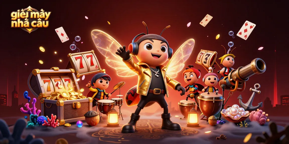 Experience the excitement of giải mã nhà cái with a vibrant casino-themed illustration showcasing characters and game elements.
