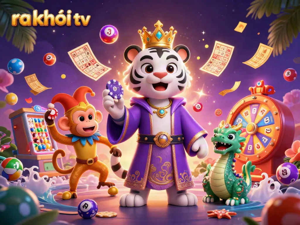 Enjoy ra khơi tv as the elegant white tiger and jester monkey create a vibrant gambling experience.