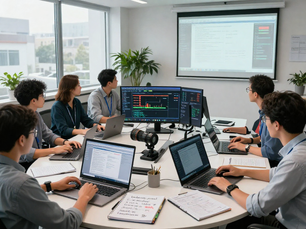 Document fraud detection analysis in a modern office with experts collaborating on advanced forensic software.