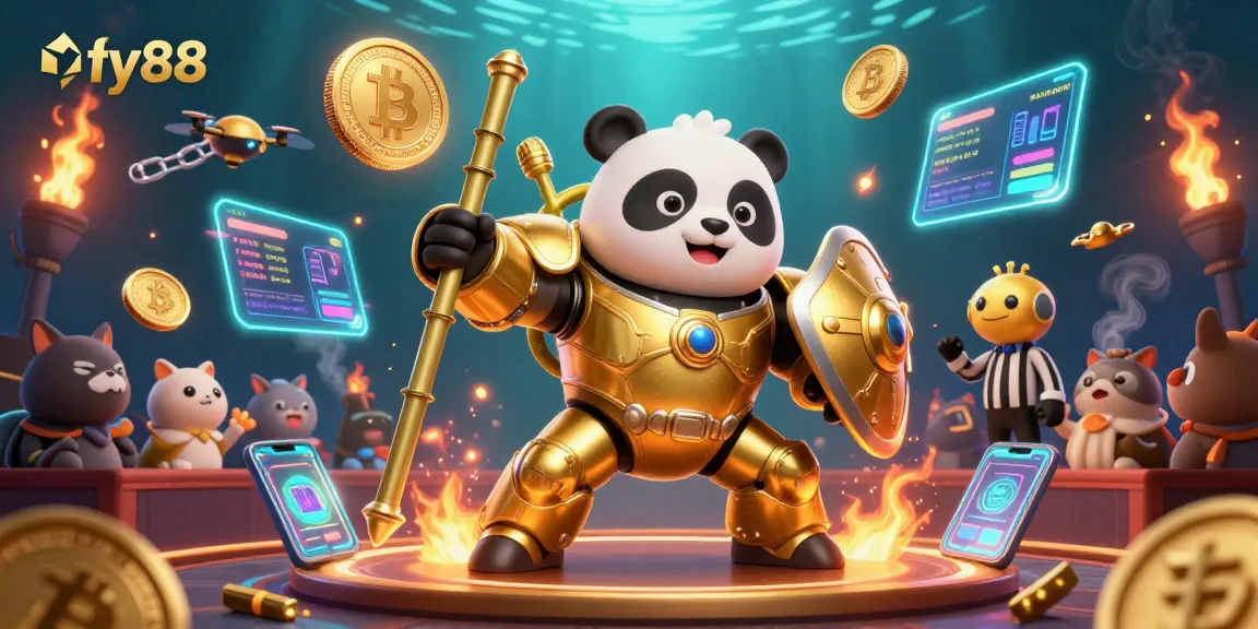 Experience fly88's vibrant gaming scene with panda-themed robot action in rich detail.