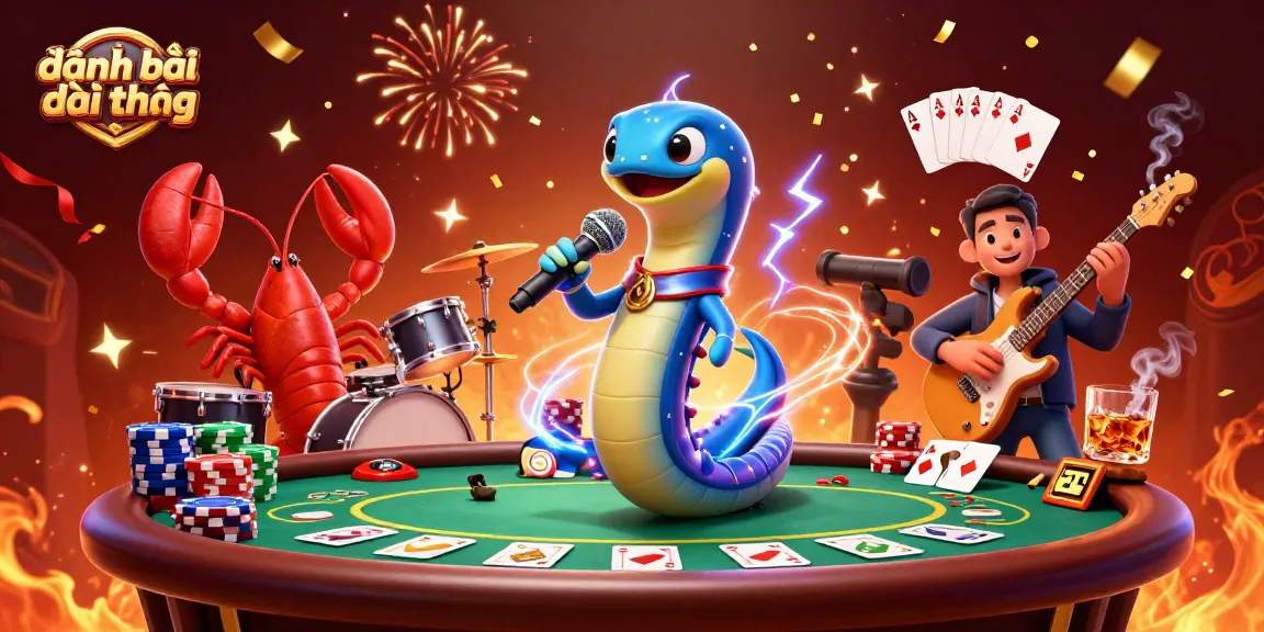 Experience the thrill of đánh bài đổi thưởng with electric eel DJ, lobster drummer, and seahorse guitarist in an underwater casino!