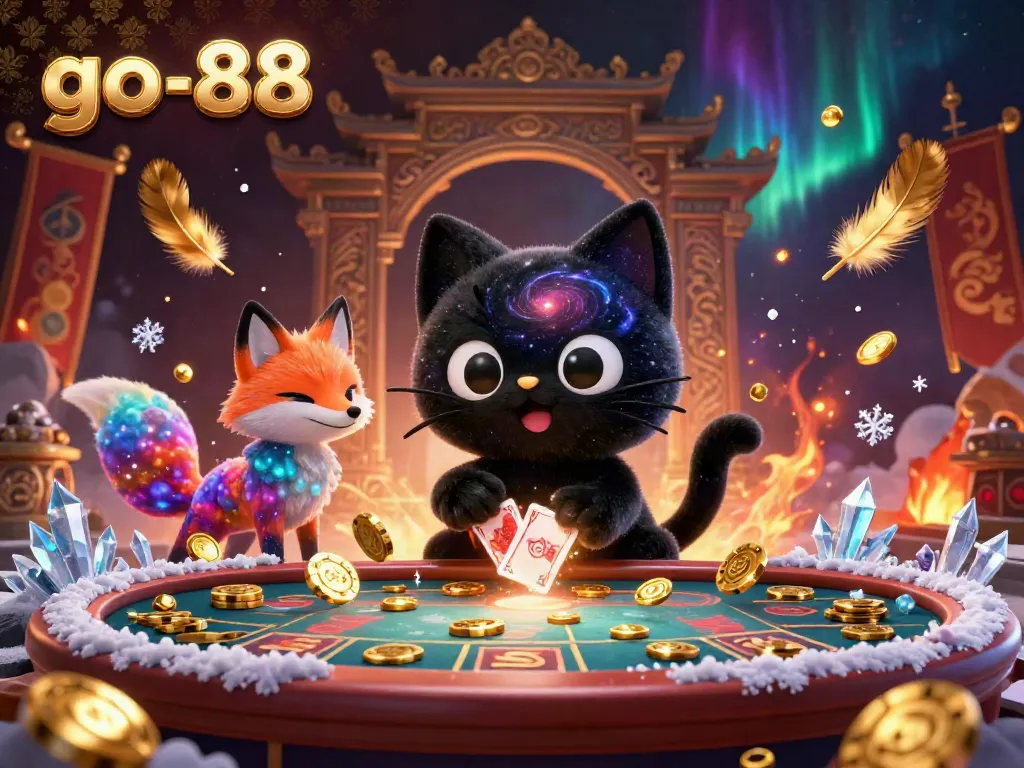 Experience the excitement of go-88 as a black hole cat draws in chips at a cosmic casino.