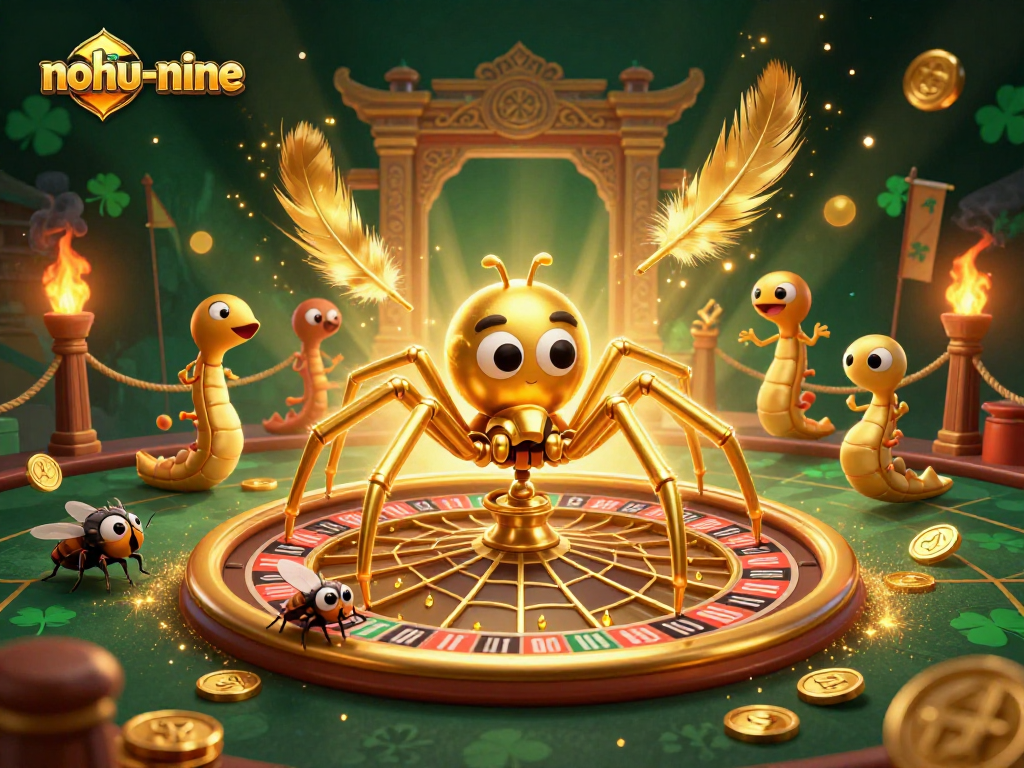 Experience the thrill of betting in nohu-nine's dynamic roulette-themed scene with vibrant characters and effects.