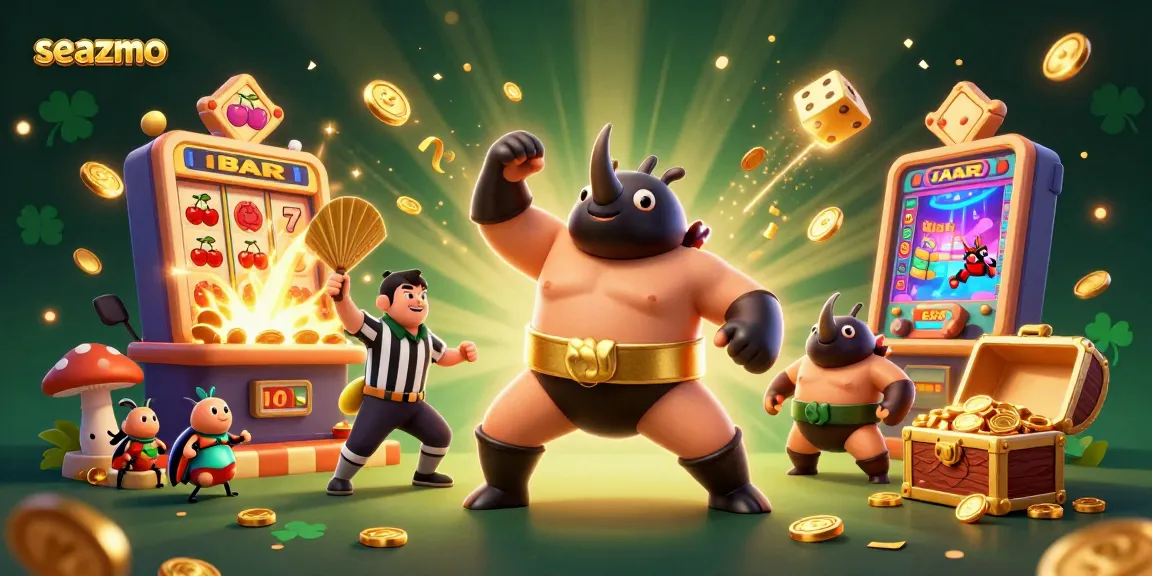 Experience seazmo's vibrant casino atmosphere with a thrilling jackpot explosion and engaging characters.