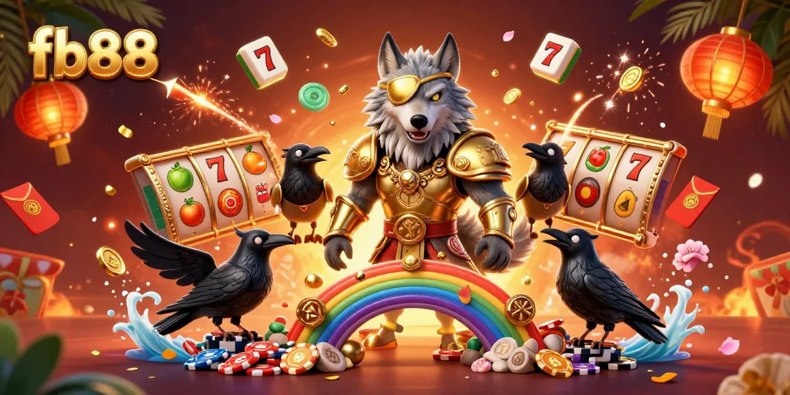 Experience thrilling action with fb88's illustrated Odin, ravens, and casino elements.