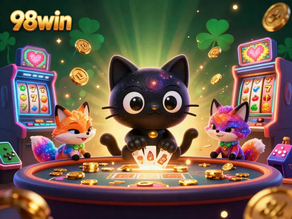 Experience the thrill of 98win casino, with vibrant slot machines and charismatic characters!