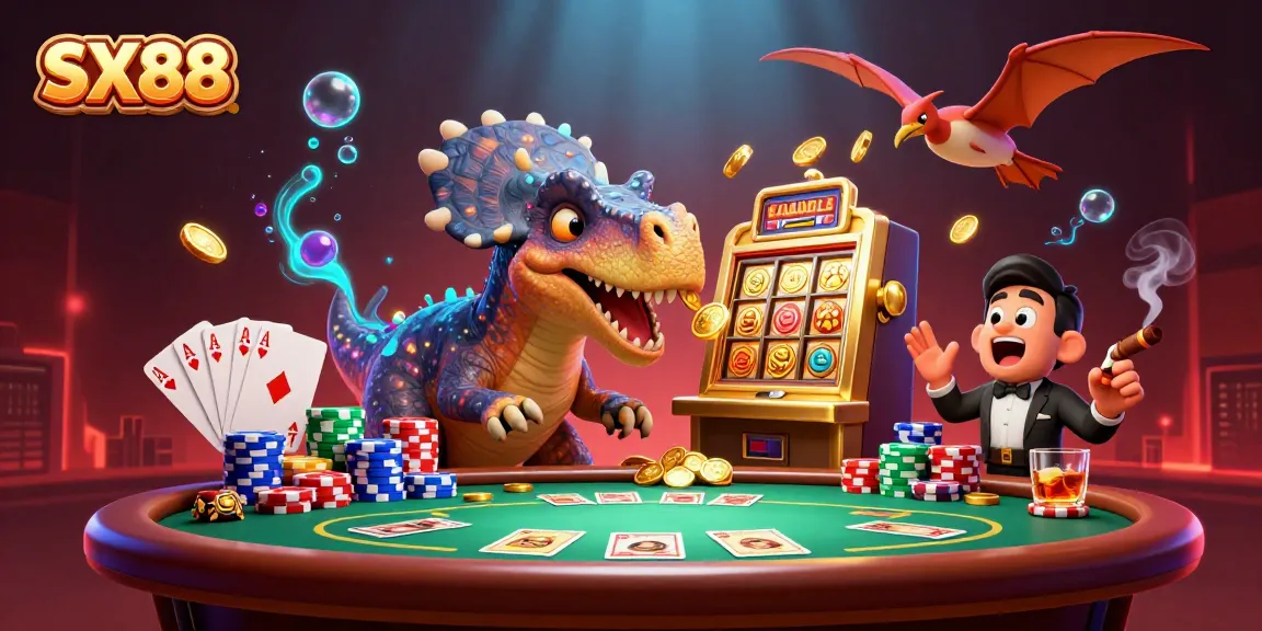 SX88 showcases a thrilling jackpot scene with dynamic characters and casino elements in action.