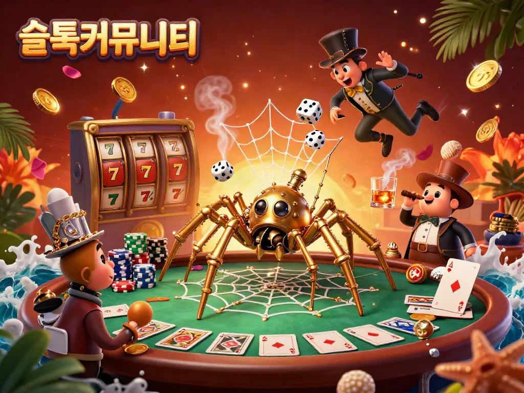 Experience the excitement of the 슬롯커뮤니티 through a dynamic steampunk-themed slot scene packed with vibrant elements.