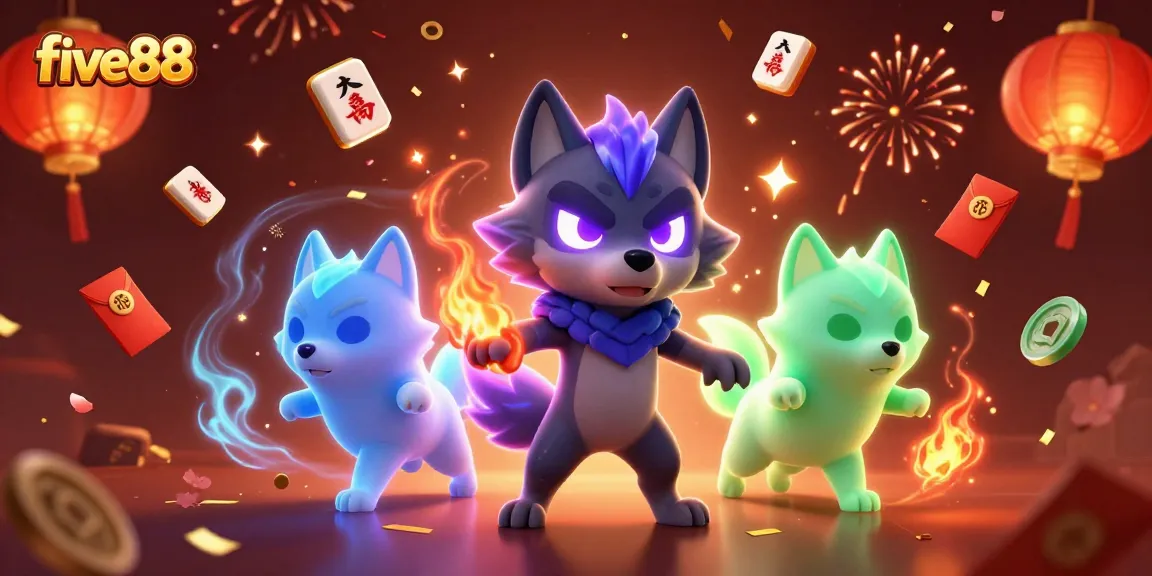 Experience thrilling gameplay at Five88 with ghostly wolves in a vibrant casino celebration.