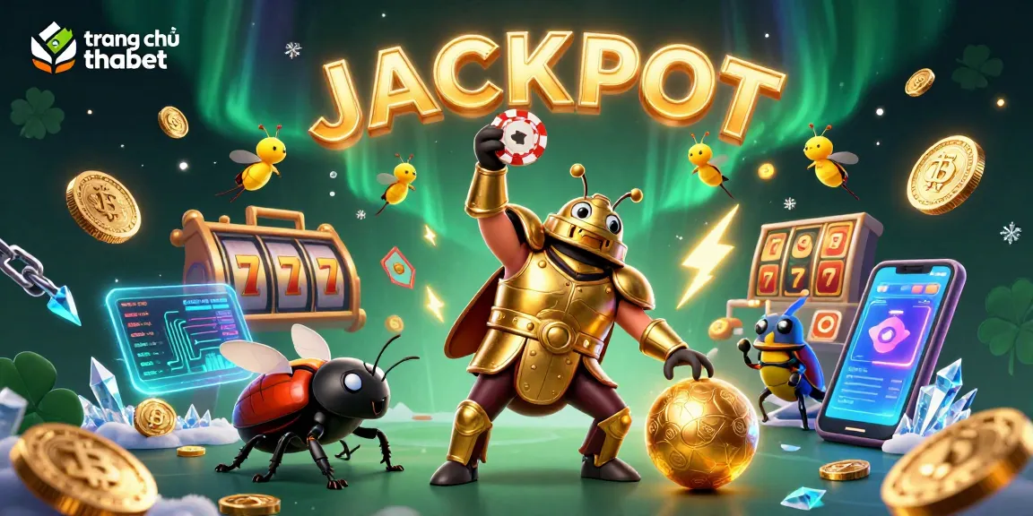 Engage with the trang chủ thabet casino scene showcasing a victorious beetle champion and stunning gaming elements.