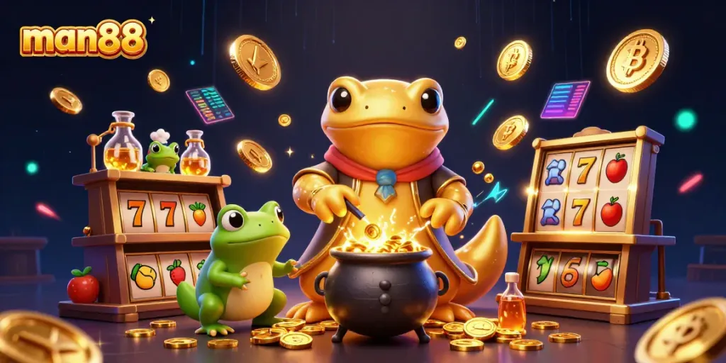 Experience the thrill of man88 with golden salamander alchemist and dynamic slot visuals in a vibrant casino scene.