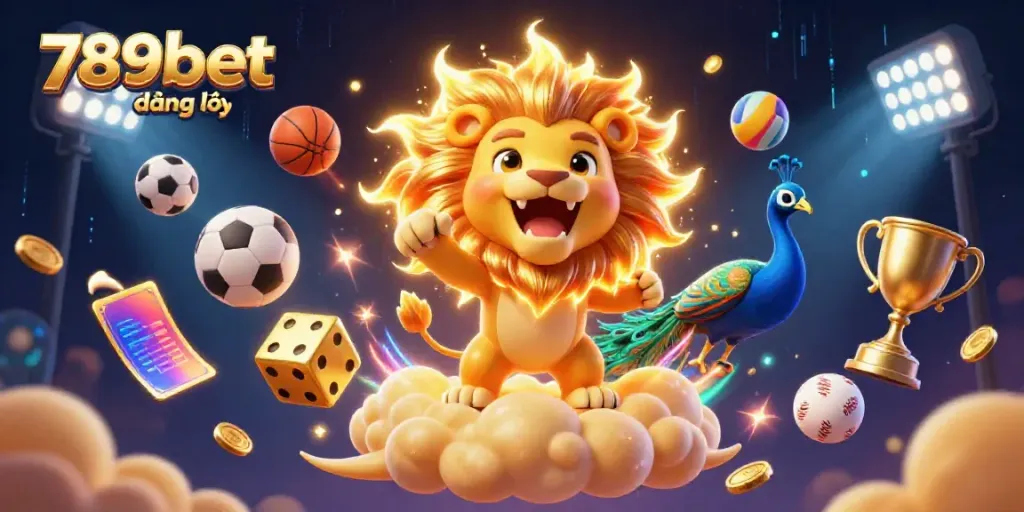 Experience thrilling betting action with 789bet đăng nhập at this vibrant casino-themed illustration.