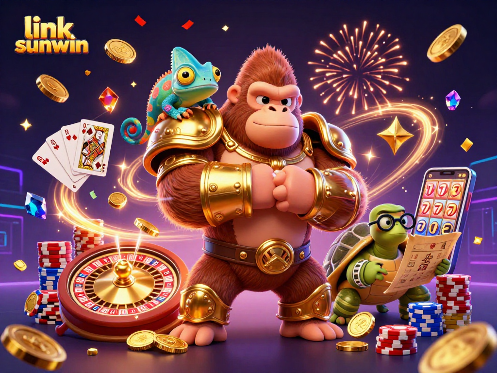 Experience the excitement of gambling with link sunwin at this vibrant 3D casino scene featuring extraordinary characters.