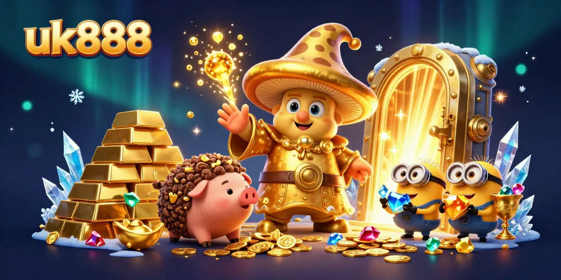 Experience thrilling wins with uk888 in a vibrant casino-themed 3D illustration.