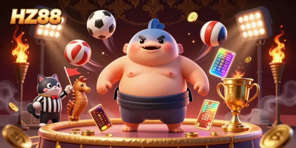 Experience the vibrant world of HZ88 with lively gaming elements and colorful characters in action.