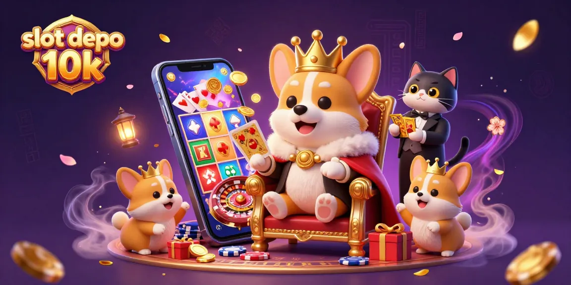 Spin to win at slot depo 10k with our royal corgi and charming cat butler illustration!