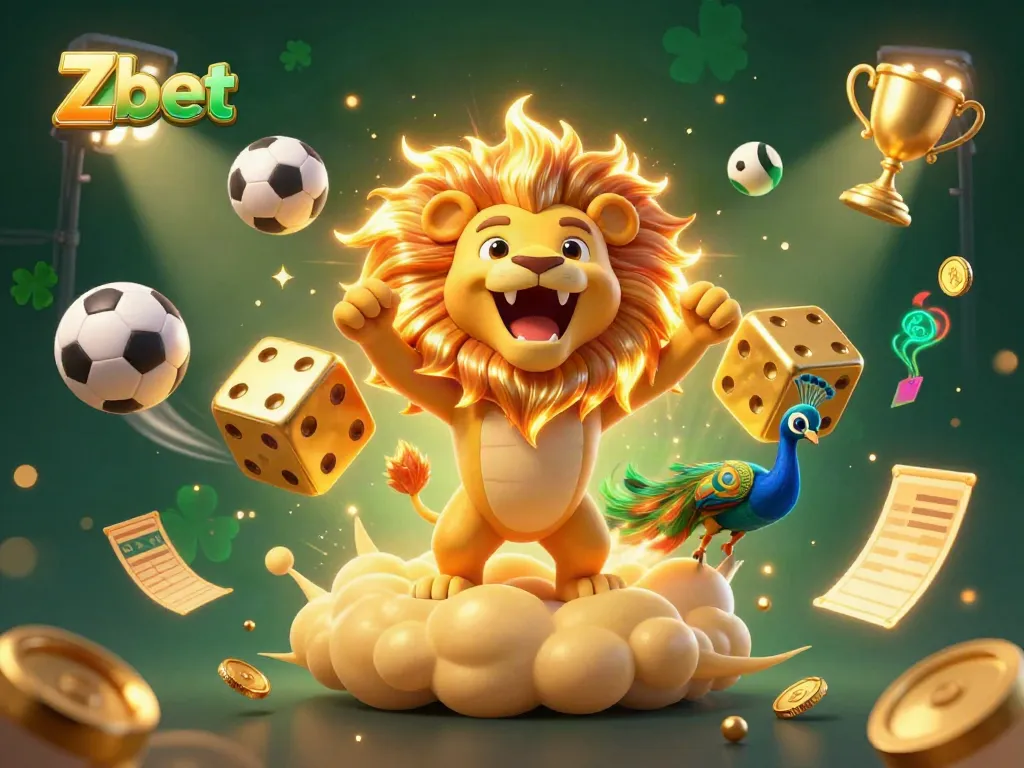 Bet on Zbet in an exciting 3D casino scene capturing the thrill of sports betting.