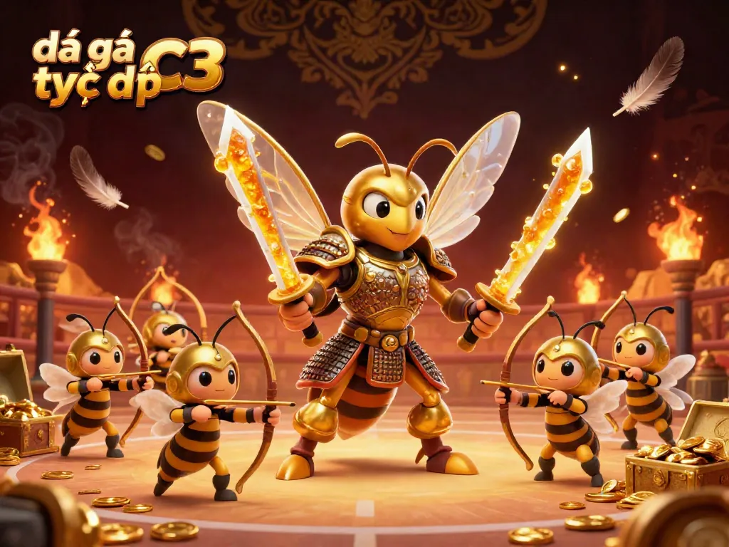 Engaging illustration of đá gà trực tiếp c3 featuring a hornet in samurai armor at a cockfighting arena.