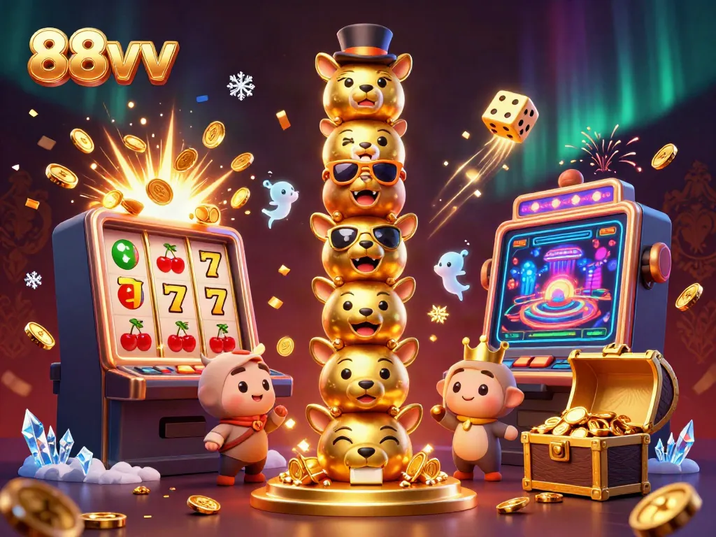 Experience thrilling gameplay with 88vv's colorful casino world and vibrant character totem.