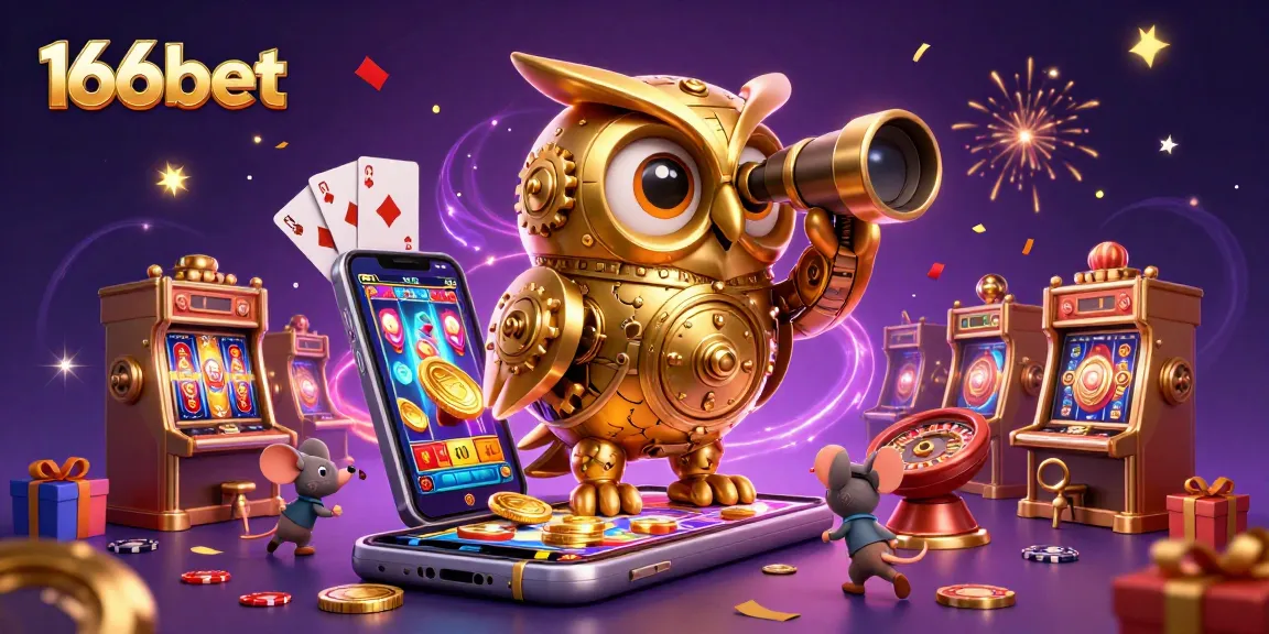 Engage with 166bet's vibrant gaming experience featuring a golden owl in a rich casino scene.