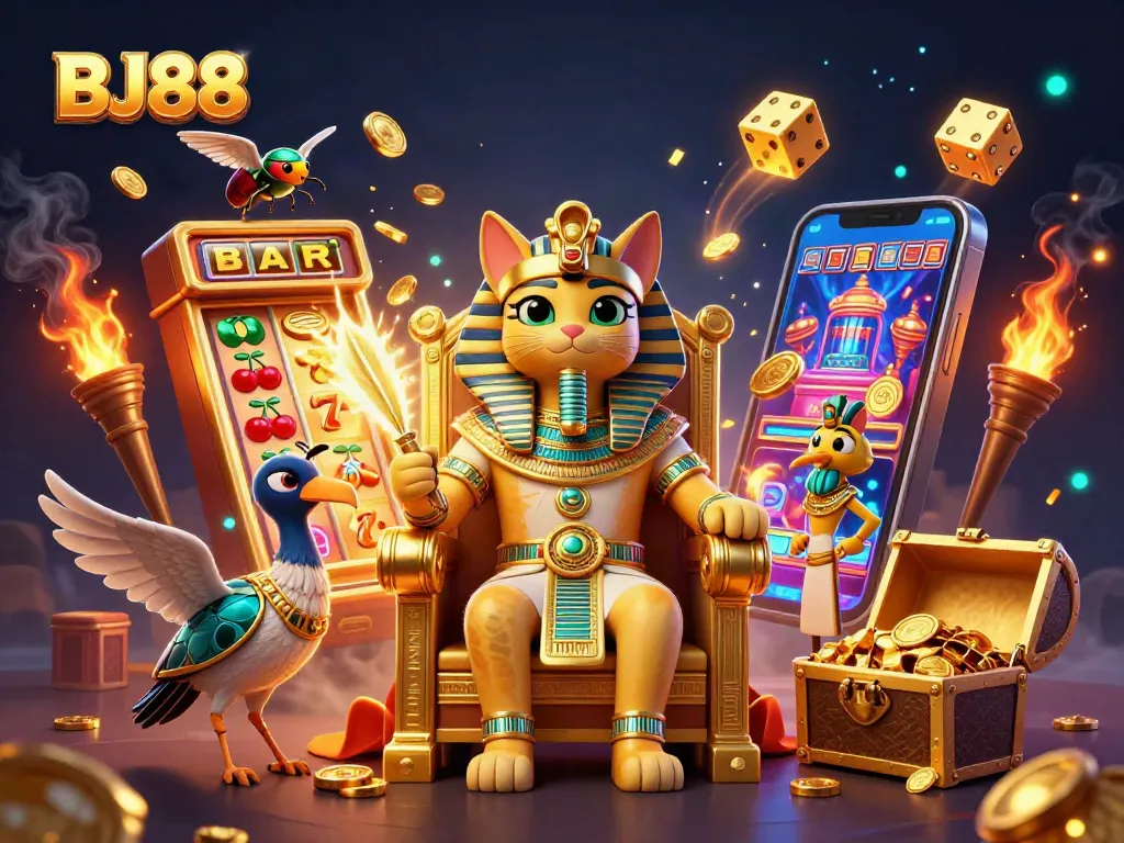 Engage with thrilling BJ88 casino adventures featuring vibrant characters and dynamic game elements.