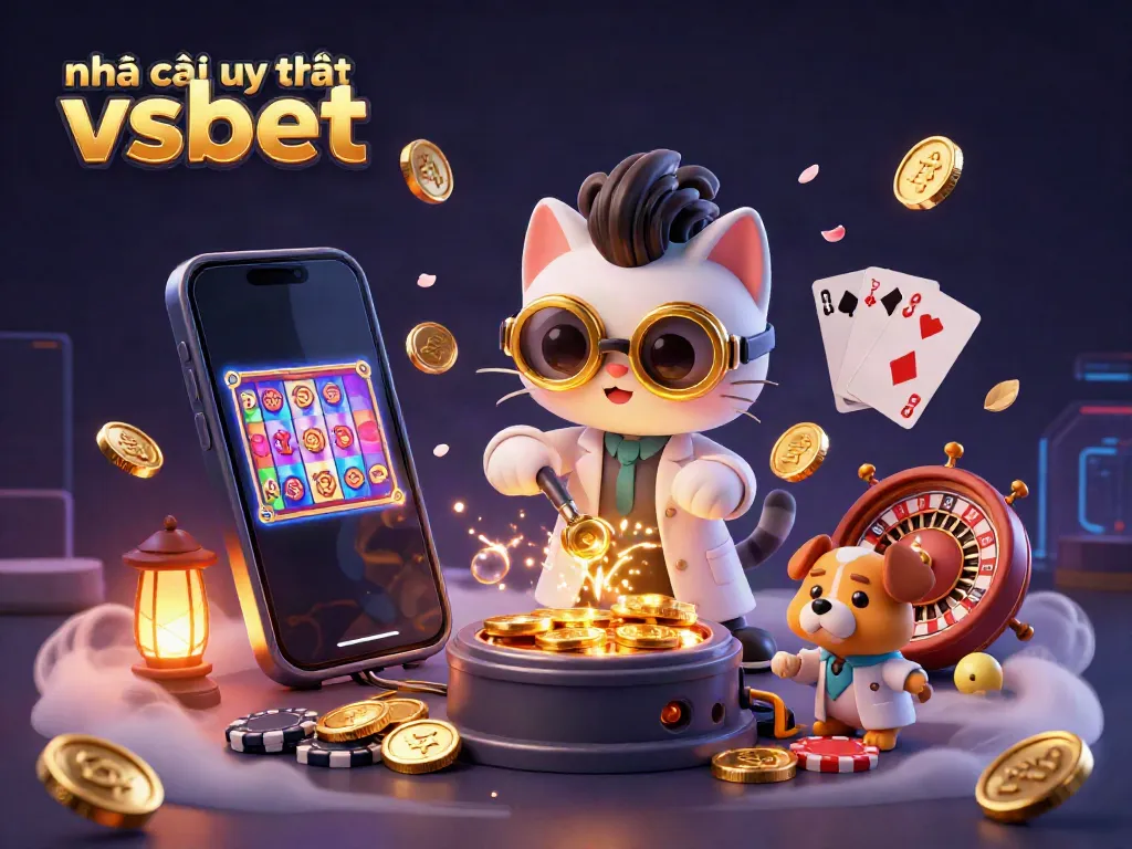 Experience excitement with nhà cái uy tín vsbet as the 3D scientist cat and dog create a gold-coin machine.