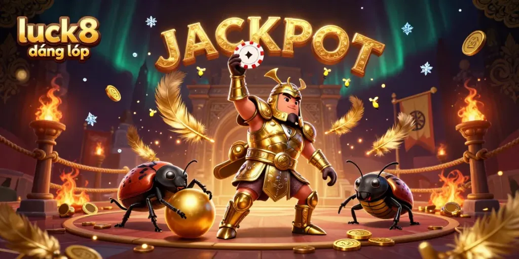 Engage with luck8 đăng nhập through action-packed casino-themed illustration showcasing victory and vibrant energy.